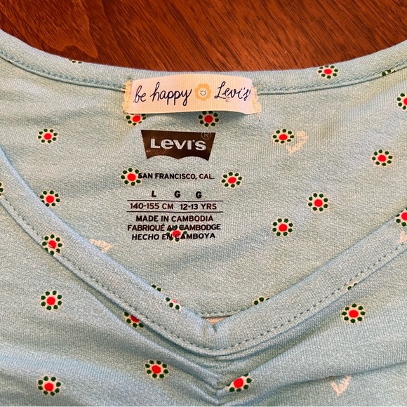 Levi’s Jeans Girls Floral Print Round Neck Short Sleeve Top - Picture 4 of 6